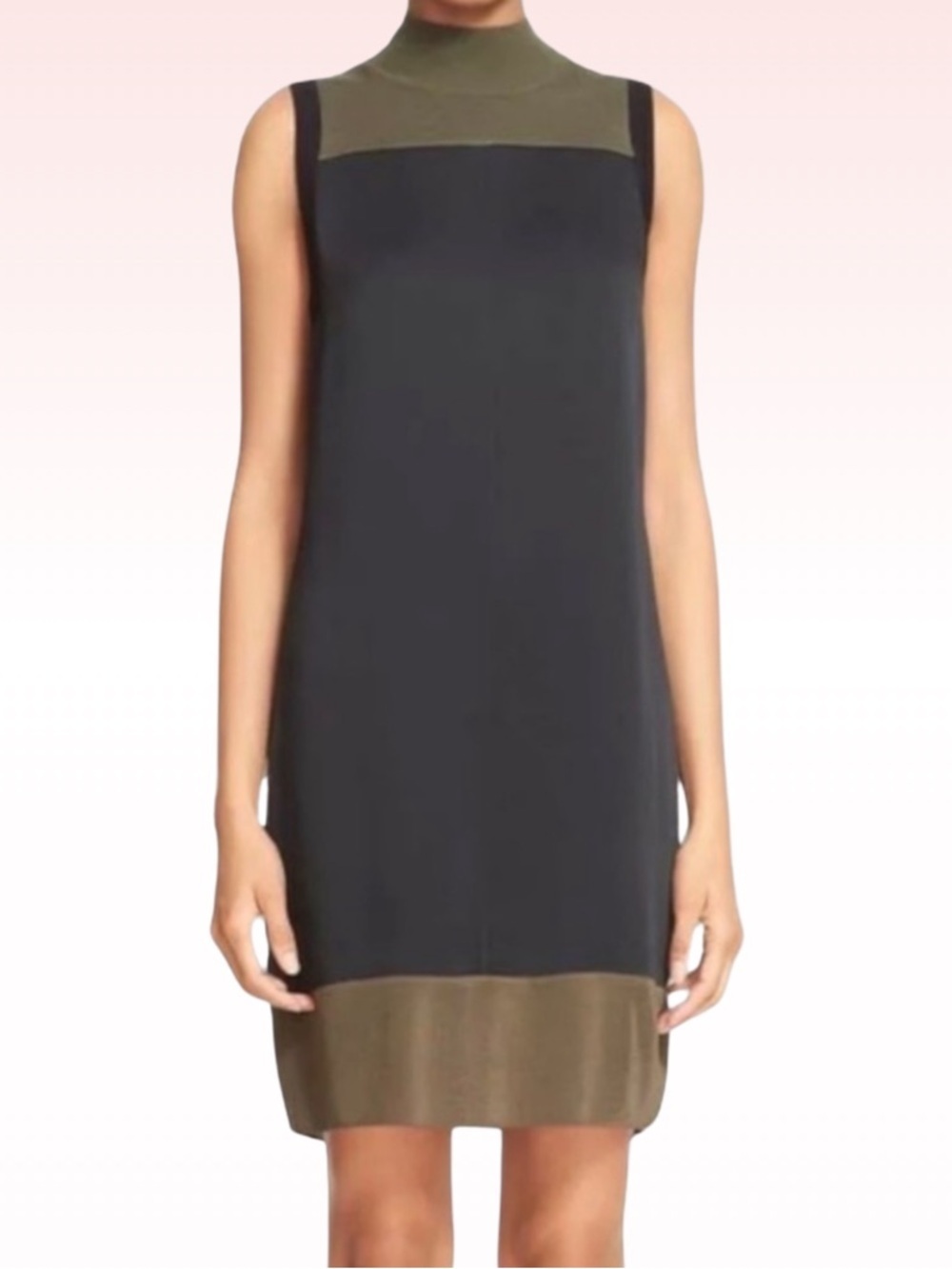 RAG & BONE Vivienne Color Block Mock Neck Dress Black & Green (Sz S)